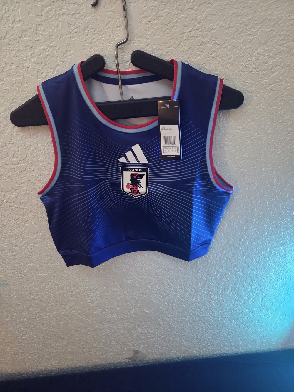 Adidas Japan Blue Girls' Sports Crop Top Check Mesurements